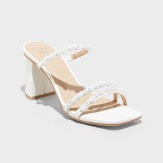 Women's Stacy Mule Heels - A New Day™ Cream 7 White Simple Heels, Shoes For Hoco, Short White Heels, White Summer Heels, Cute White Heels, Hoco Heels, Grad Shoes, Homecoming Heels, Bridal Clothes