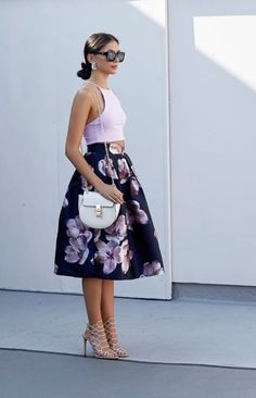 Plum Lip, Orchid Print, Dark Orchid, Fashion For Women Over 40, Beginning Boutique, Skirt Midi, Invisible Zip, Nude Heels, White Crop