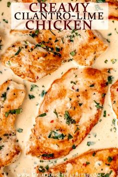 chicken with cream sauce and parsley on top