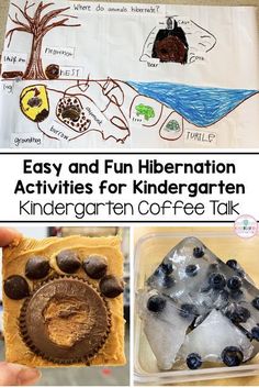 four different activities for children to do with coffee and ice cubes in the shape of animals