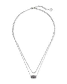 Layering is easier than ever with our Elisa Silver Multi Strand Necklace in Platinum Drusy, featuring an iconic KS pendant pre-styled with a thoughtfully designed double chain. Elisa Pendant Necklace, Necklace Brands, Ring Watch, Demi Fine Jewelry, Double Chain, Engraved Jewelry, Multi Strand Necklace, Brass Material, Gold Pendant Necklace