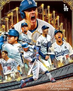 the los angeles dodgers baseball team is depicted in this poster