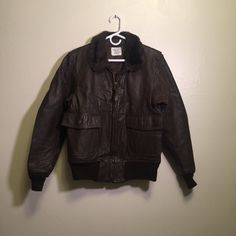 Brill Brothers G-1 Leather Bomber Jacket, 40 Regular, Vintage, Fits Snugger Than Current 40r, More Like A 38r. Used But Good Condition. Pilot Style Outerwear With Padded Collar For Fall, Classic Aviator-style Outerwear For Fall, Classic Aviator Outerwear For Fall, Fitted Military Brown Outerwear, Fitted Pilot Outerwear For Fall, Fitted Aviator Outerwear For Fall, Fitted Pilot Style Outerwear For Fall, Classic Aviator Biker Jacket For Fall, Vintage Fits