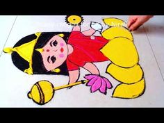 a cartoon character is being drawn on the floor