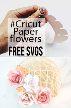 paper flowers with the words cricut paper flowers free svgs on it and an image