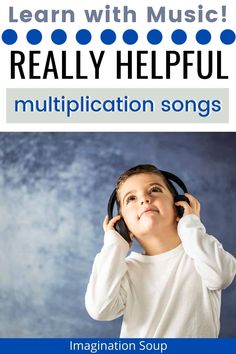 a young boy listening to headphones with the words, learn with music really helpful