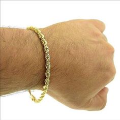 Men’s 14k Gold Filled 8” Rope Bracelet This Is A Very Nice Bracelet And Is Beautifully Made Condition: New Length 8 Inches Color: Gold 14k Gold Filled Gold Rope Bracelet, Flat Bracelet, Bracelet Rope, Bracelet Pack, Yellow Gold Wedding Band, Vintage Sterling Silver Rings, Spike Earrings, Medallion Necklace, Mens Leather Bracelet