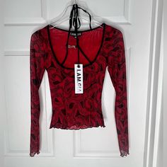 Up For Sale Nwt I Am Gia Red Python Print Top Sz Xs Red Y2k Long Sleeve Tops, Red Y2k Style Tops For Party, Red Long Sleeve Y2k Top, Fitted Red Top In Edgy Style, Trendy Fitted Red Tops, Red Stretch Edgy Top, Edgy Red Tops For Fall, Edgy Red Summer Top, Edgy Red Summer Tops