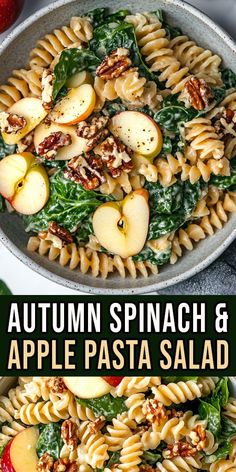 🍂 Fresh, crisp, and perfect for fall! This Autumn Spinach and Apple Pasta Salad blends sweet apples, hearty spinach, and tangy dressing for a wholesome dish. 🌟🍏 #FallRecipes #HealthyEats #PastaSalad #AutumnVibes #SeasonalCooking