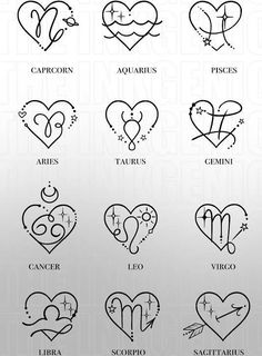 zodiac signs in the shape of hearts