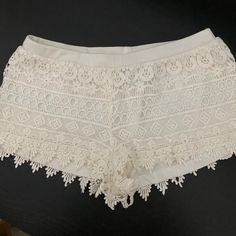 Nwot. Super Cute Lace Shorts With Cotton Lining. Great For Lounging Around, Swim Cover Up, Or Dressed Up. Never Got A Chance To Wear Them As I Bought Them A Little To Small : ( H&m Shorts, Swim Cover, Cream White, Lace Shorts, H&m, Super Cute, Cover Up, Dress Up, Womens Shorts