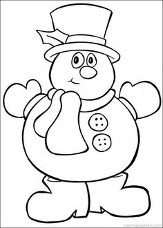 a snowman with a top hat and scarf on it's chest coloring page