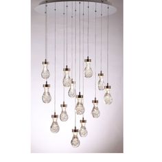 a chandelier with many light bulbs hanging from it