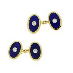 An exquisite and elegant pair of Cartier lapis lazuli and diamond estate cufflinks. Set in a 18k yellow gold bevelled mounting a pair of oval shaped discs lapis lazuli sprinkled with gold dust and adorned with a bezel set round diamond center with chain fittings. Signed Cartier and numbered. Very fashionable! ul { list-style-type: square; } Gold Dust, Gold Cufflinks, House Gifts, Fine Watches, List Style, Watches Jewelry, Jewelry Creation, Bezel Setting, Estate Jewelry