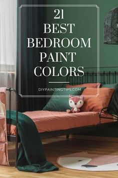 a bedroom with green walls and wooden floors is featured in the article 21 best bedroom paint colors