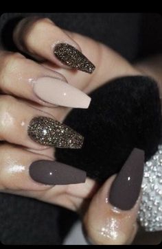 Brown Nail Polish, Fall Acrylic Nails, Ballerina Nails, Her Nails, Brown Nails, Make Up Nails, Up Nails, Fabulous Nails, Nails Toes