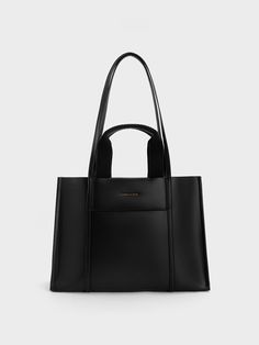 Black Shalia Tote Bag - CHARLES & KEITH US Charles And Keith Bags, Uni Bag, University Bag, Outfit Gym, Laptop Tote, Work Tote, Size Chart For Kids, Charles Keith, Work Bags