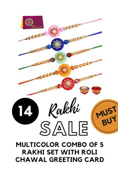 rakh sale with colorful combos for rakni set with roli chawal greeting card