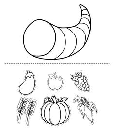 an image of fruits and vegetables cut out to make the shape for a coloring page