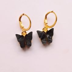 Mini Black Butterfly Earrings -Lightweight -Hypoallergenic -Lead And Nickel Free Jewelry Lookbook, Black Butterfly, Butterfly Earrings, Earrings Color, Gold Black, Lookbook, Jewelry Earrings, Women Jewelry, Gold