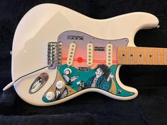 custom guard for fender Stratocaster Pick Guard Design, Painted Pickguard, Guitar Custom Paint, Pickguard Art, The Sandman Comic, Electric Guitar Custom, Electric Guitar Art, Custom Bass Guitar, Sandman Comic