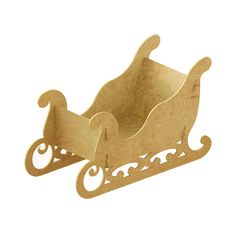 a wooden toy sleigh on a white background