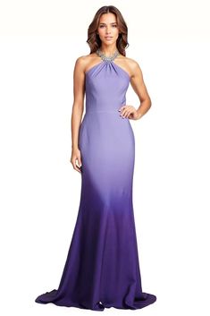 Embellished Halter Ombré Chiffon Gown Bejeweled Necklace, Ombre Wedding Dress, Ombre Gown, Dress Bridesmaids, Ombre Wedding, Purple Gowns, Bridesmaid Dressing Gowns, Purple Bridesmaid Dresses, Lavender Dresses