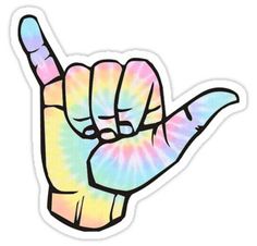 a hand making the peace sign with tie - dye on it's thumb and fingers