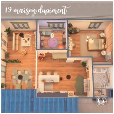 an overhead view of a house with the text, 19 masson d'apprentt