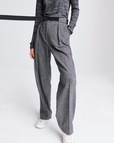 Rochelle Pant | Apparel Pants | rag & bone Office Wool Wide Leg Pants With Belt Loops, Wool Bottoms With Herringbone Pattern For Workwear, Modern Wool Pants With Belt Loops, Business Casual Wool Wide Leg Pants With Belt Loops, Business Casual Wide Leg Wool Pants With Belt Loops, Wool High-waisted Wide Leg Pants With Belt Loops, Herringbone Fabric, Waist Belt, Rag & Bone