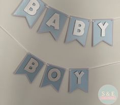 blue and white baby boy bunting banner