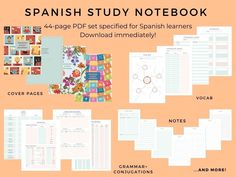 the spanish study notebook includes four pages and five sheets to help students learn how to use them