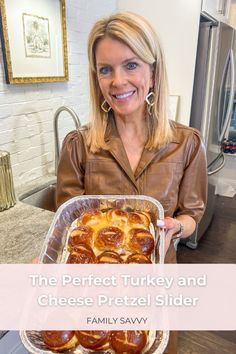 the perfect turkey and cheese pretzel slider