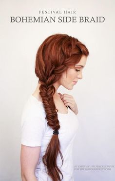 23 Creative Braid Tutorials That Are Deceptively Easy Festival Hair Tutorial, French Fishtail, Fishtail Braids, French Braid Hairstyles, Copper Hair Color, Nails French, Festival Hair, Side Braid