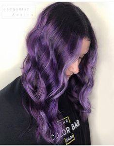 Purple Hair Dimension, Dark Roots Purple Hair Balayage, Dark Roots Purple Hair, Purple Hair Brown Roots, Purple Hair With Black Roots, Dimensional Purple Hair, Purple Hair Dark Roots, Purple Hair With Natural Roots, Purple Hair With Dark Roots