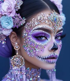 Dia De Los Muertos Decorations Ideas, Sugar Skull Costume, Dead Makeup, Mascaras Halloween, Face Painting Halloween, Skull Makeup, Makeup Clothes, Black Love Art, Masquerade Ball