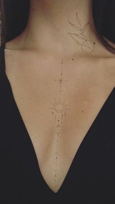 the back of a woman's neck with a tattoo on it