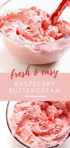 a bowl filled with raspberry buttercream