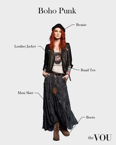 Boho Style and Substyles Boho Punk Outfits, Boho Rock Style, Bohemian Fashion Style, Boho Rocker Chic, Bohemian Style Shoes, Bohemian Outfits Summer, Punk Outfit, Boho Rocker, Boho Punk