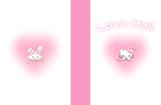 two pink wallpapers with the words love mail and an image of a cat