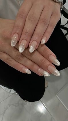 Nude Nails Bridesmaid, Silver Cat Eye Nails Christmas, Cateye Holiday Nails, White Cat Eye Nails With Gold, Nude Party Nails, New Year’s Eve Cat Eye Nails, Cat Eye Nails Nye, Ombre With Cat Eye Nails, Cat Eyes Ombre Nails