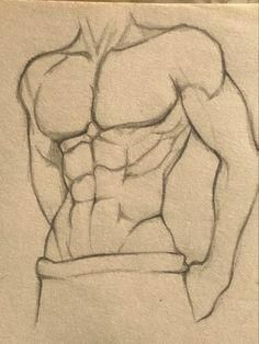 a drawing of a man's torso with no shirt