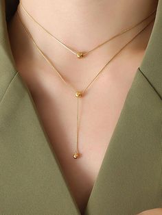 Nice Gold Jewelry, Stainless Steel Jewelry Women, Simplistic Jewelry, Stylish Jewelry Accessories, Layered Gold Necklace, Chain Necklace Women, Jewelry Necklace Simple, Gold Necklace Chain, Bead Decor