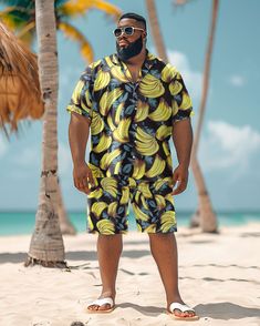 This Hawaiian Shirt Shorts Set is suitable for all kinds of casual occasions, such as vacations, beach parties, summer picnics and so on. You can pair it with a pair of sandals or sneakers for a trendy look. Whether you are on vacation or in daily life, this set will bring you a comfortable and stylish wearing experience. Casual suit: Casual men's short-sleeved shirt suit focuses more on comfort and leisure. It usually consists of a light, short-sleeved shirt worn with jeans or slacks. This set Summer Picnics, Suit Casual, Banana Print, Beach Parties, On Vacation, Shorts Set, Print Shirt, Hawaiian Shirt, Daily Life