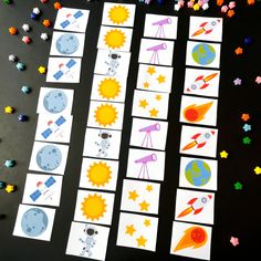 space themed printables for kids to make with their own shapes and colors, including stars