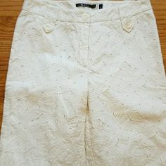 Gorgeous Capri Pants, Size 6, New Unworn, Fully Lined, Beautiful Fabric. Ivory Pant Fully Lined. See Photos For More Details. Chic White Fitted Capris, Elegant White Spring Capris, Spring White Trousers Capris, White Spring Capris Trousers, Beautiful Fabric, Pant Jumpsuit, Capri Pants, Capri, Pants For Women