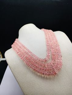 100% Natural Rose Quartz smooth rondelle shape beaded necklace with adjustable silk cord closure. Details: - Gemstone - Rose Quartz Shape - Rondelle Gross weight - 1073.75 carat Net weight - 1033.00 carat Length - Inner - 15 inches, Outer - 19 inches Calibration of beads - 8.00 millimeters till 14.00 millimeters SKU - HJSPSAR0033 100% NATURAL ROSE QUARTZ AMAZING NECKLACE UNIQUE NECKLACE PINK COLOR NECKLACE Thank you for your kind visit to my shop. NOTE: - You will receive the same product you se Pink Round Gemstone Beads Jewelry, Pink Round Gemstone Beaded Jewelry, Pink Round Jewelry With Gemstone Beads, Round Pink Jewelry With Gemstone Beads, Pink Polished Rondelle Beads Jewelry, Pink Rondelle Jewelry With Polished Beads, Pink Rondelle Polished Beads Jewelry, Pink Gemstone Crystal Necklace With Round Beads, Pink Jewelry With Faceted Round Beads