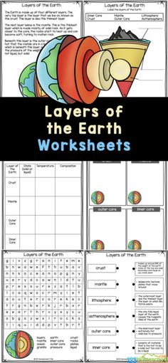 layers of the earth worksheets with text