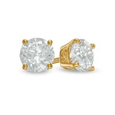 Celebrate any occasion with these shimmering diamond stud earrings. Fashioned in 10K gold, each earring showcases a sparkling 1/3 ct. diamond solitaire. Dazzling with 3/4 ct. t.w. of diamonds and a bright polished shine, these post earrings secure comfortably with friction backs. Peoples Jewellers, Solitaire Studs, Diamond Stud Earrings, Jewelry Repair, Diamond Stud, Precious Jewelry, Diamond Stone, Earring Backs, Diamond Earrings Studs