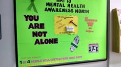 MH Awareness Month bulletin board Awareness Bulletin Board Ideas, Health Posters, Mental Health Month, Elementary School Counselor, Mental Health Awareness Week, Adolescent Health, Bulletin Board Ideas, Mental Health Awareness Month, Health Ideas